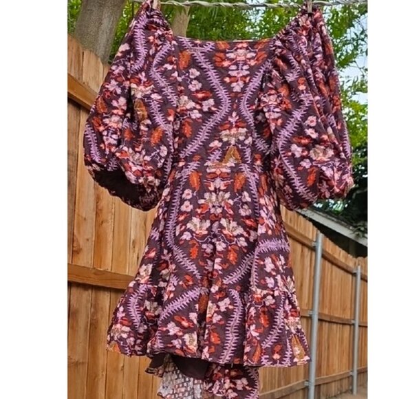 NEW RHODE DARYA WRAP AROUND MINI DRESS IN PLUMERIA CHOCOLATE PRINT SIZE M - Picture 6 of 12